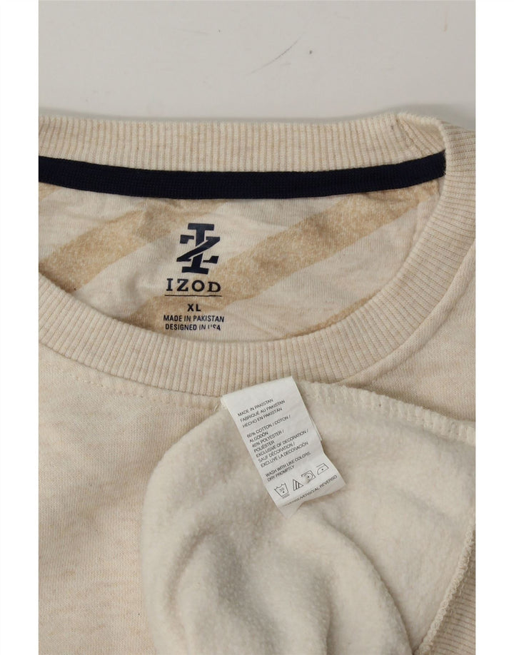 IZOD Mens Sweatshirt Jumper XL Beige Cotton Vintage Izod and Second-Hand Izod from Messina Hembry 