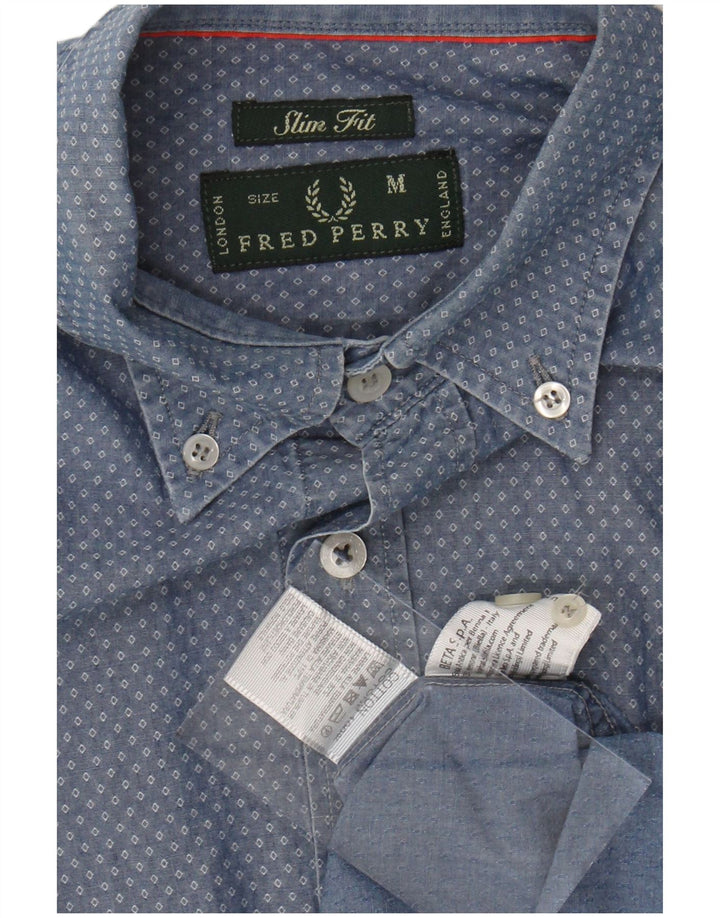 Мужская рубашка приталенного кроя FRED PERRY, хлопок среднего цвета с узором аргайл/ромб