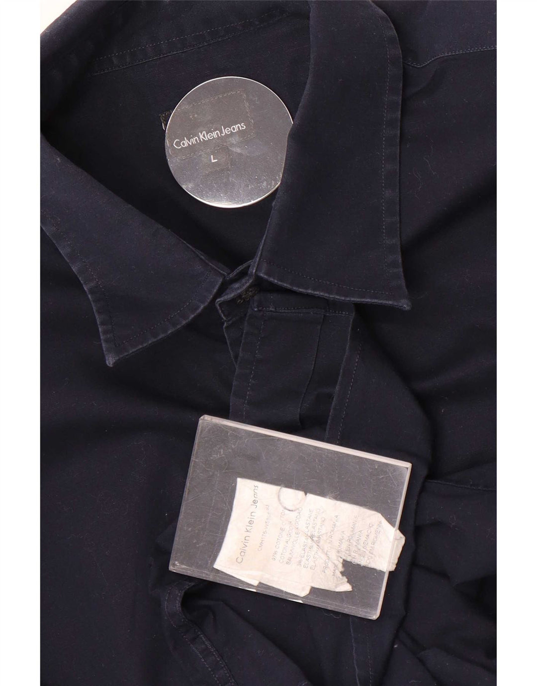 Мужская рубашка Calvin Klein Jeans, темно-синяя, хлопковая, большая