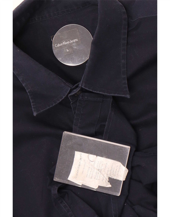 Мужская рубашка Calvin Klein Jeans, темно-синяя, хлопковая, большая