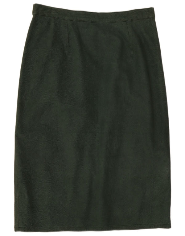 Pierre Cardin Женская кожаная юбка IT 44 Medium W26 Зеленая с цветочным принтом