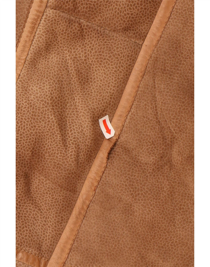 ВИНТАЖНАЯ женская дубленка UK 16, большой коричневый с животным принтом