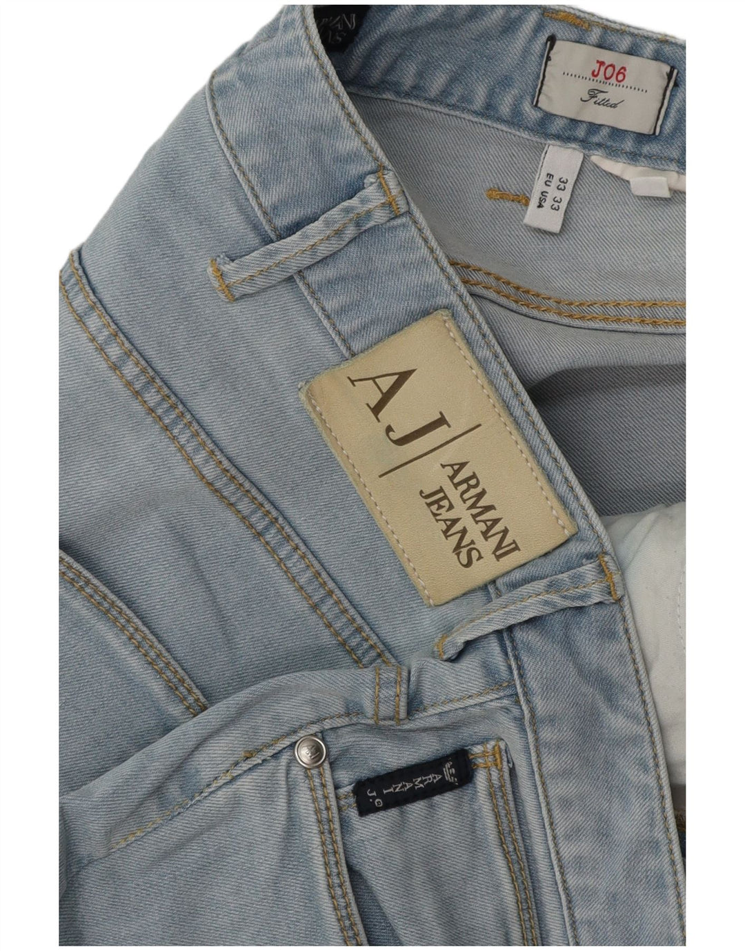 ARMANI Mens Fitted Straight Jeans W33 L29  Blue Cotton