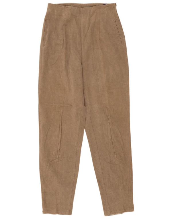 Винтажные женские повседневные брюки с высокой талией IT 44 Medium W28 L30 Бежевые