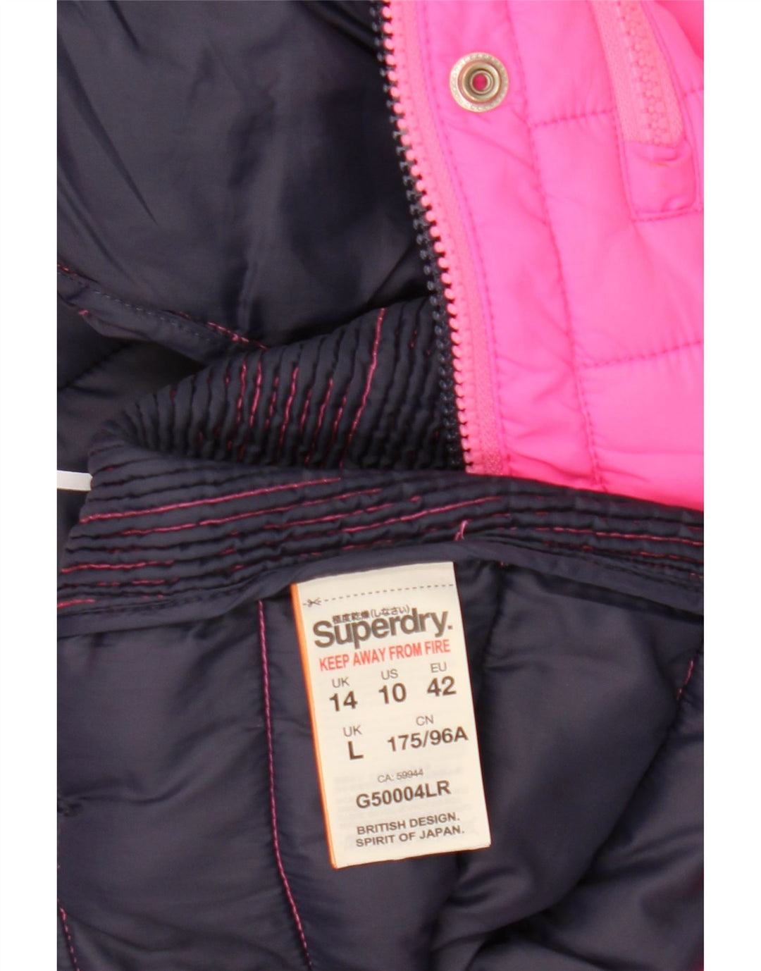 Женская утепленная куртка с капюшоном Superdry UK 14, большой розовый полиэстер