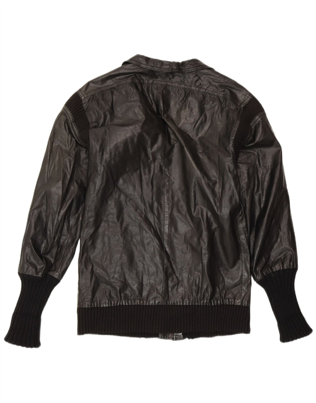 ВИНТАЖНАЯ Женская Кожаная Куртка UK 14 Средний Черный Кожаный