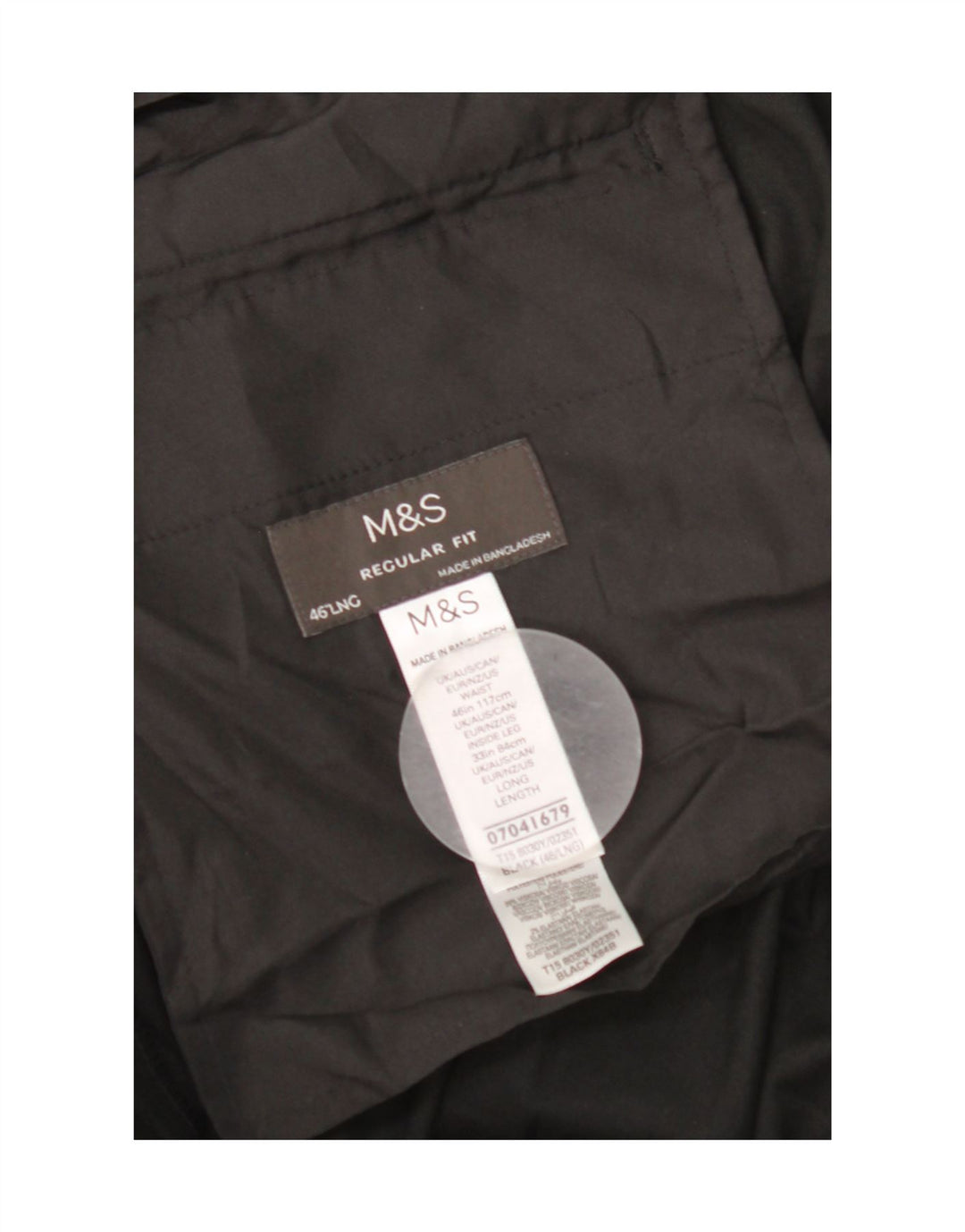 Мужские костюмные брюки классического кроя Marks & Spencer W46 L33, черный полиэстер