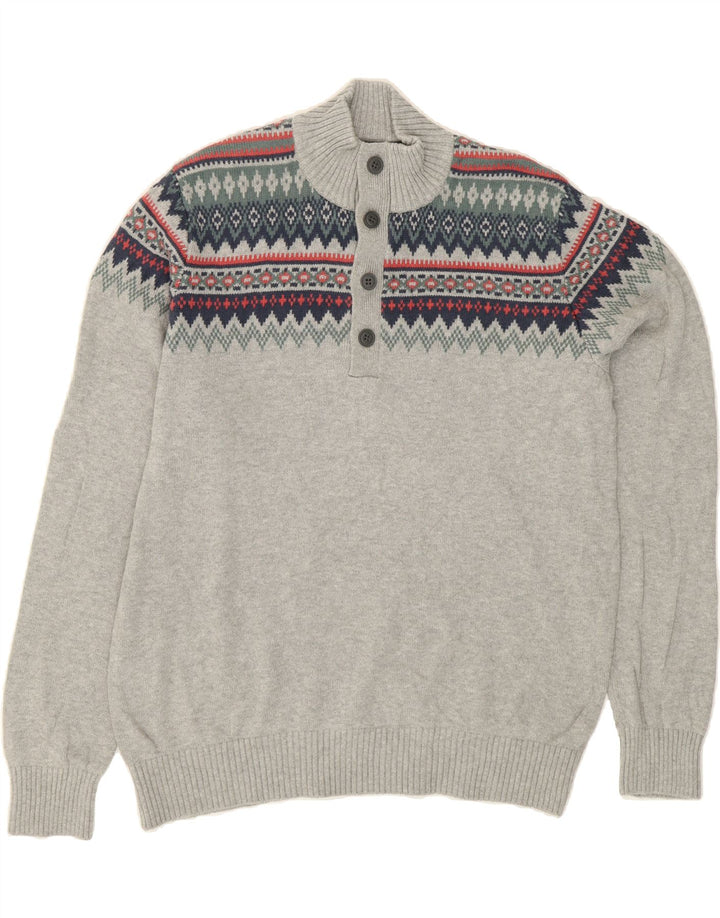 IZOD Mens Button Neck Jumper Sweater Large Grey Vintage Izod and Second-Hand Izod from Messina Hembry 