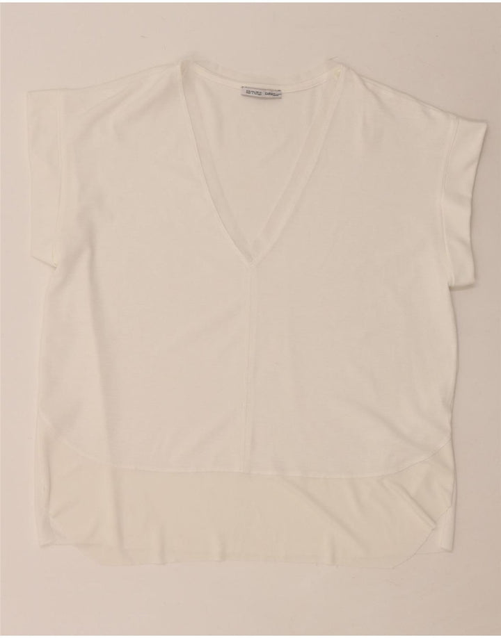 ZARA Womens T-Shirt Top UK 16 Large White