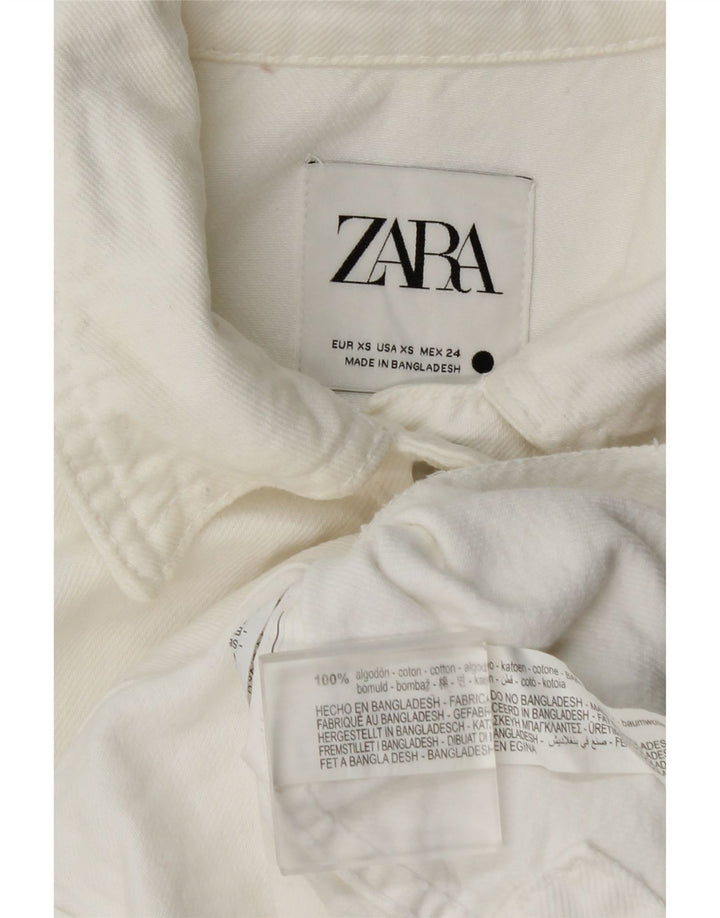 Женская джинсовая рубашка оверсайз Zara UK 6 XS, белый хлопок