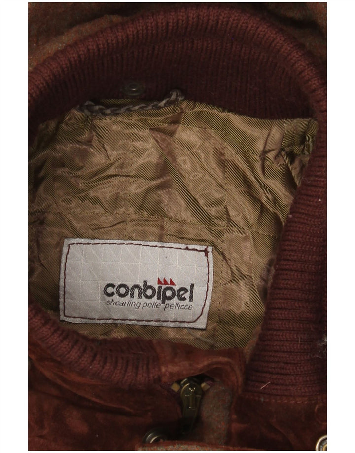 CONBIPEL Мужская замшевая куртка с капюшоном UK 40, большая коричневая