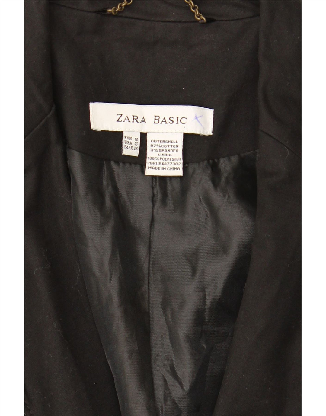 Женский пиджак Zara на 1 пуговице, Великобритания, 10 маленьких размеров, черный хлопок