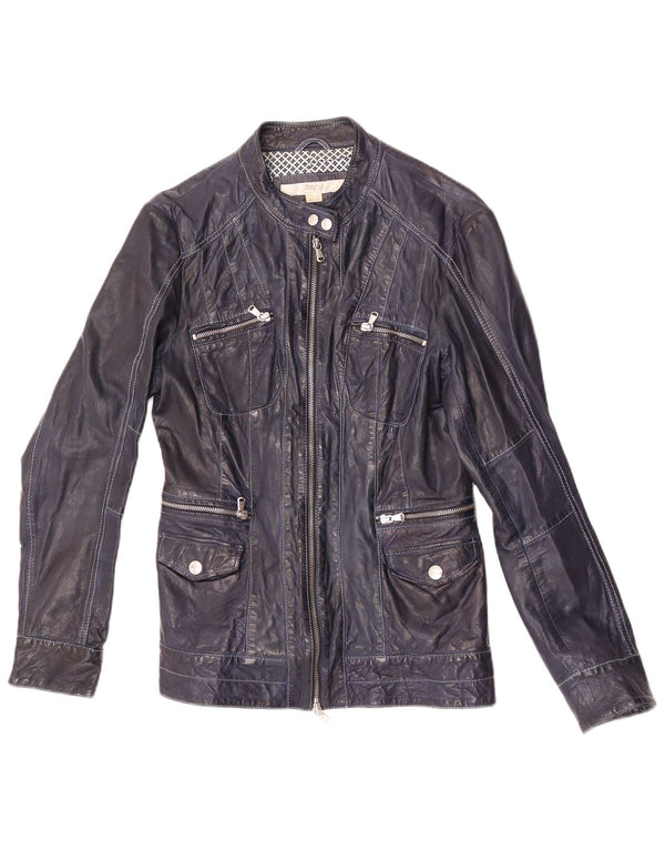 Женская кожаная куртка Marlboro Classics IT 44, кожа ягненка среднего синего цвета