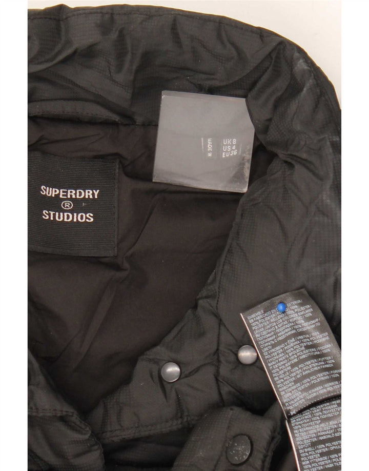 Женская укороченная стеганая куртка Superdry UK 8, маленький черный полиэстер
