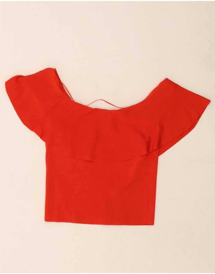 ZARA Womens Crop Blouse Top UK 12 Medium Red Vintage Zara and Second-Hand Zara from Messina Hembry 