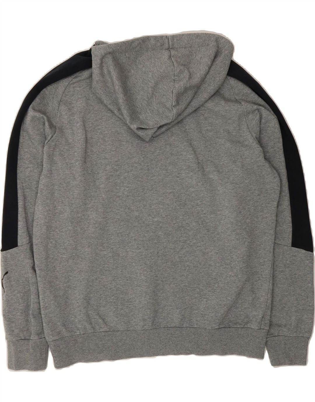PUMA Mens Graphic Hoodie Jumper Medium Grey Colourblock Cotton Vintage Puma and Second-Hand Puma from Messina Hembry 