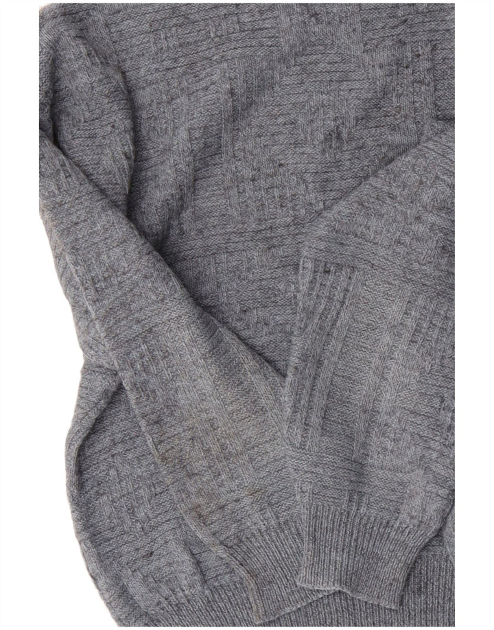 ВИНТАЖНЫЙ мужской свитер с круглым вырезом, большой серый акрил