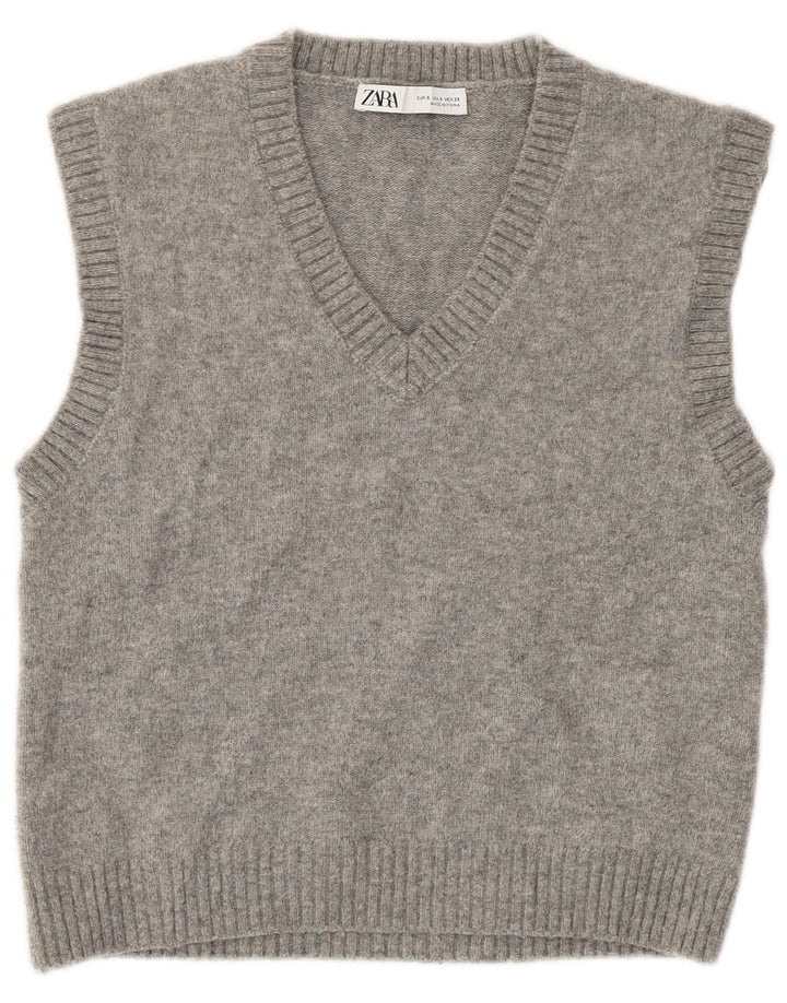 Женская укороченная майка Zara UK 10, маленькая серая