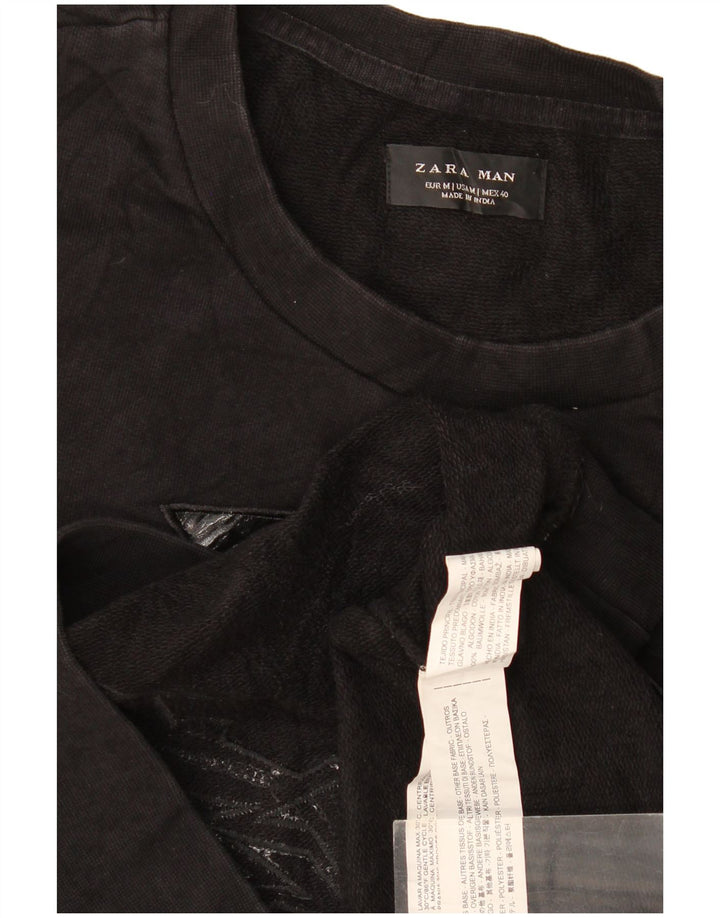 Мужской свитшот с рисунком Zara, средний черный полиэстер
