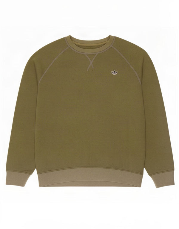 Adidas Mens Sweatshirt Jumper Large Khaki Flecked Cotton