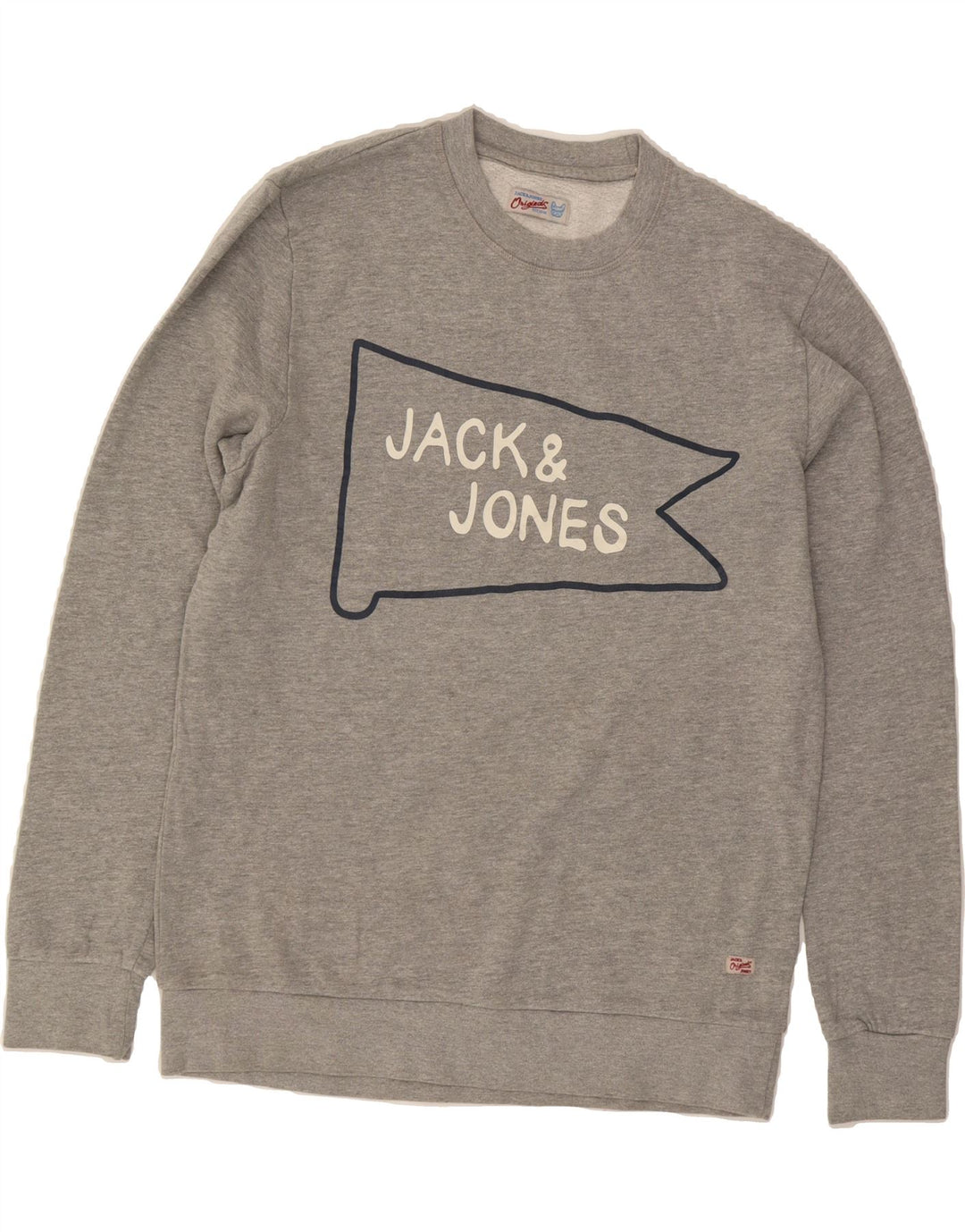 JACK & JONES Mens Graphic Sweatshirt Jumper Large Grey Cotton Vintage Jack & Jones and Second-Hand Jack & Jones from Messina Hembry 