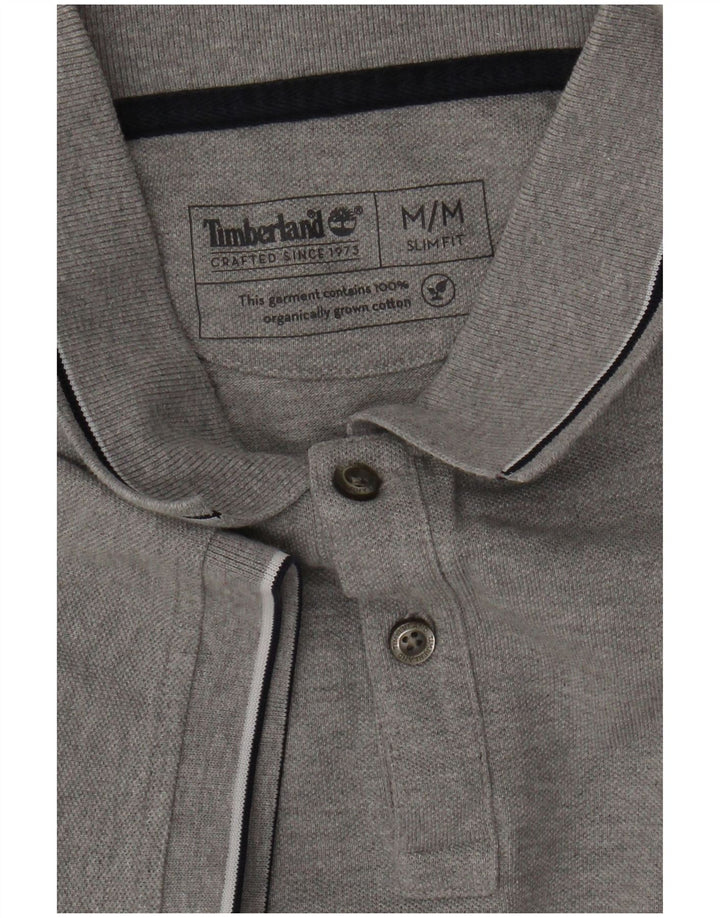 Мужская рубашка-поло приталенного кроя Timberland из хлопка среднего серого цвета