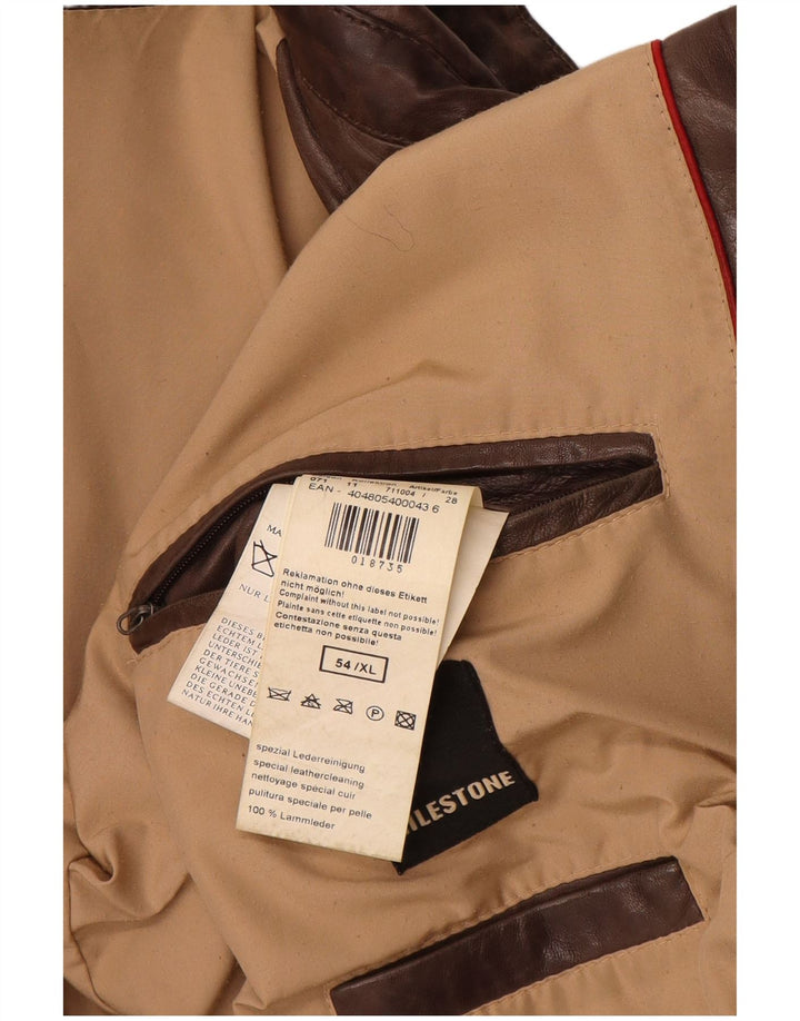 MILESTONE Мужская кожаная куртка в стиле милитари, размер 54 XL, коричневая кожа
