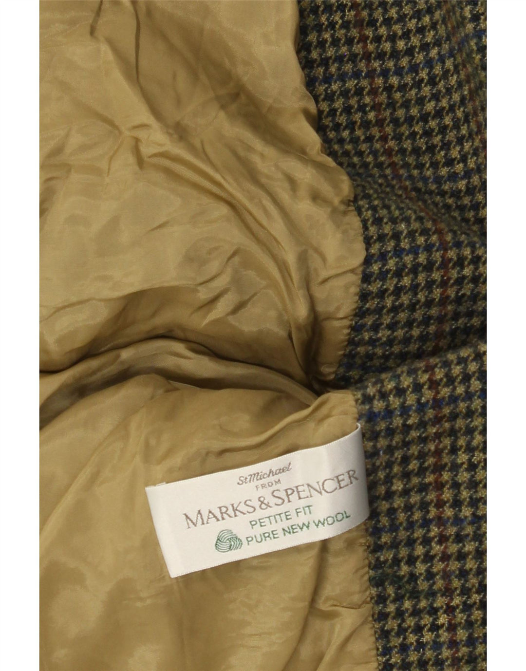 Женский пиджак Marks & Spencer Petite UK 12, средний зеленый с узором «гусиные лапки»