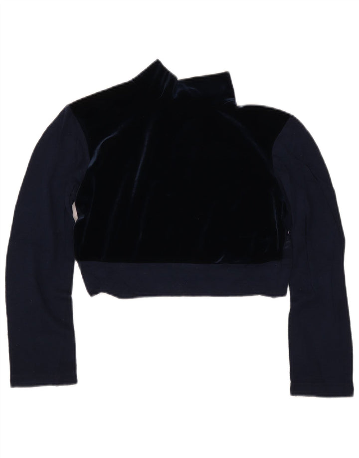 Винтажная женская прозрачная блузка топ IT 44, средний темно-синий цвет, шерсть