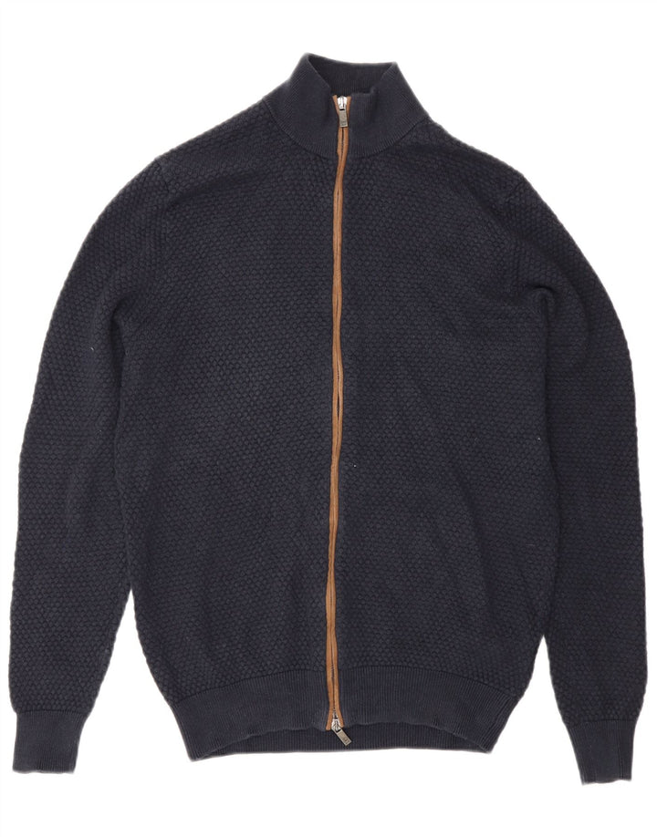 Мужской кардиган Massimo Dutti, средний темно-синий хлопковый свитер