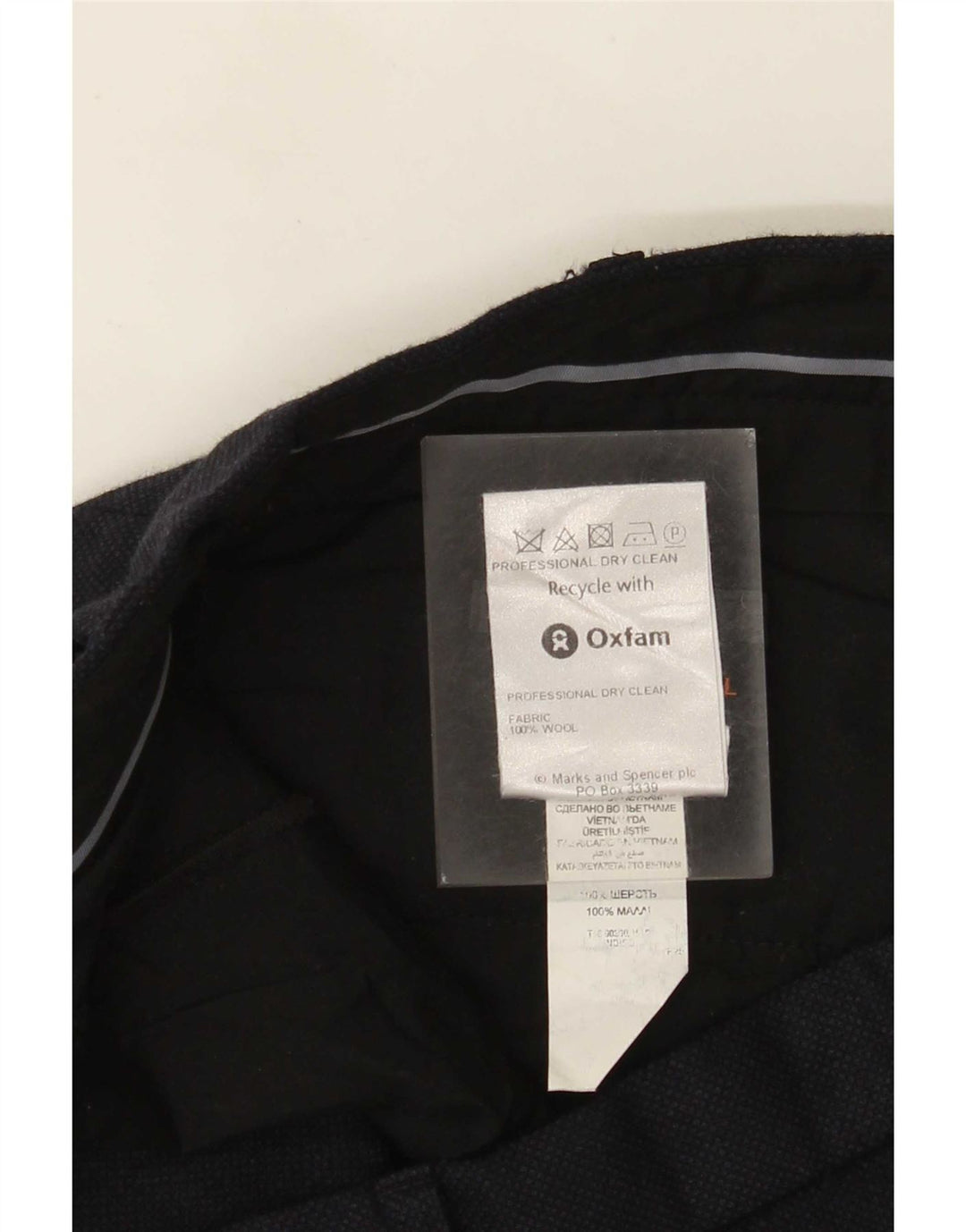 Мужские прямые костюмные брюки Marks & Spencer W40 L29 темно-синие шерстяные
