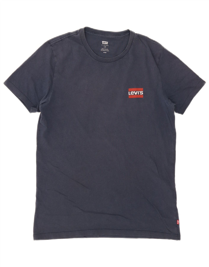 Мужская футболка приталенного кроя Levi's, топ среднего размера, темно-синий, хлопок