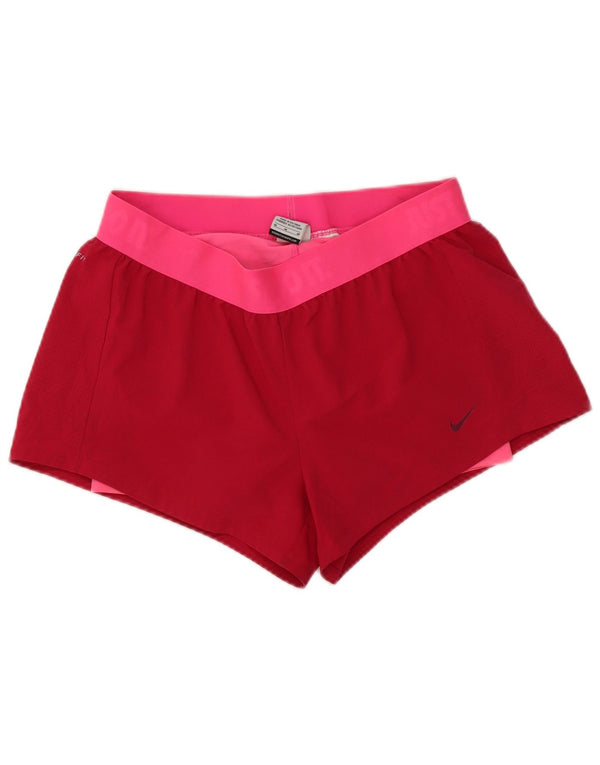 Женские спортивные шорты Nike Dri Fit UK 14, средние розовые цвета с цветными блоками