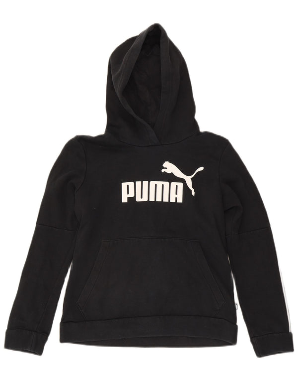 Джемпер с капюшоном Puma для девочек, 9–10 лет, маленький, черный, хлопковый