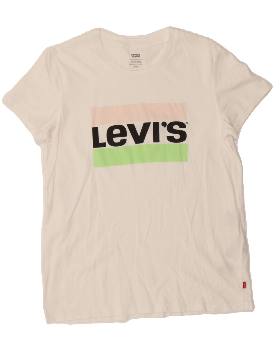 LEVI'S Womens Graphic T-Shirt Top UK 12 Medium White Cotton Vintage Levi's and Second-Hand Levi's from Messina Hembry 