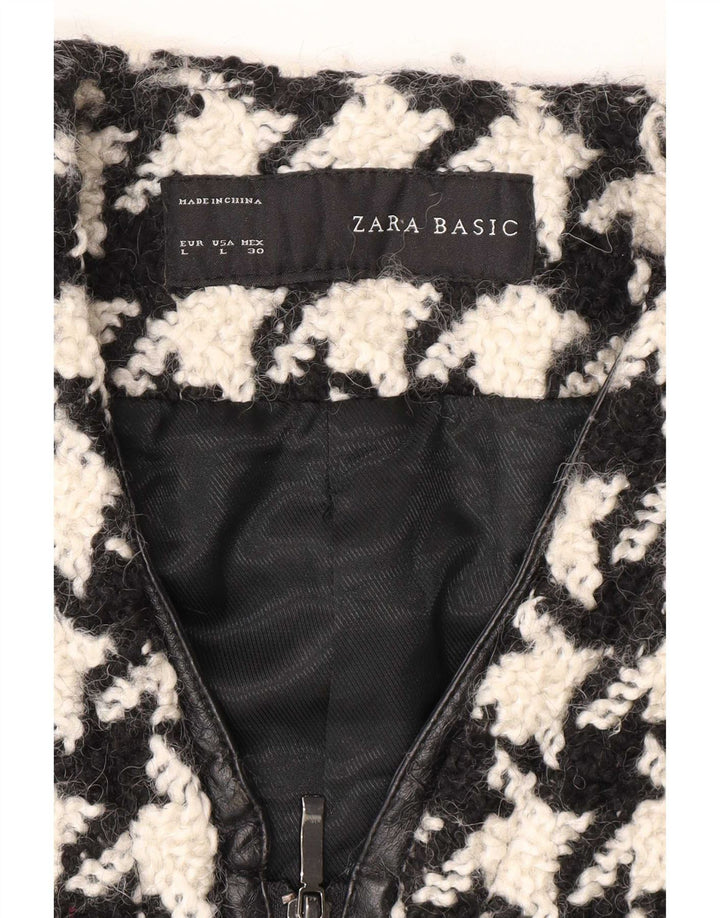 Женское пальто Zara UK 16, большое черное шерстяное с узором «гусиные лапки»