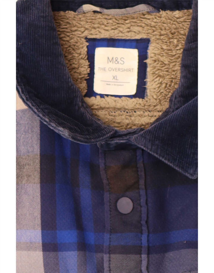 Мужская верхняя рубашка Marks & Spencer Lumberjack Shirt XL синяя клетка из полиэстера