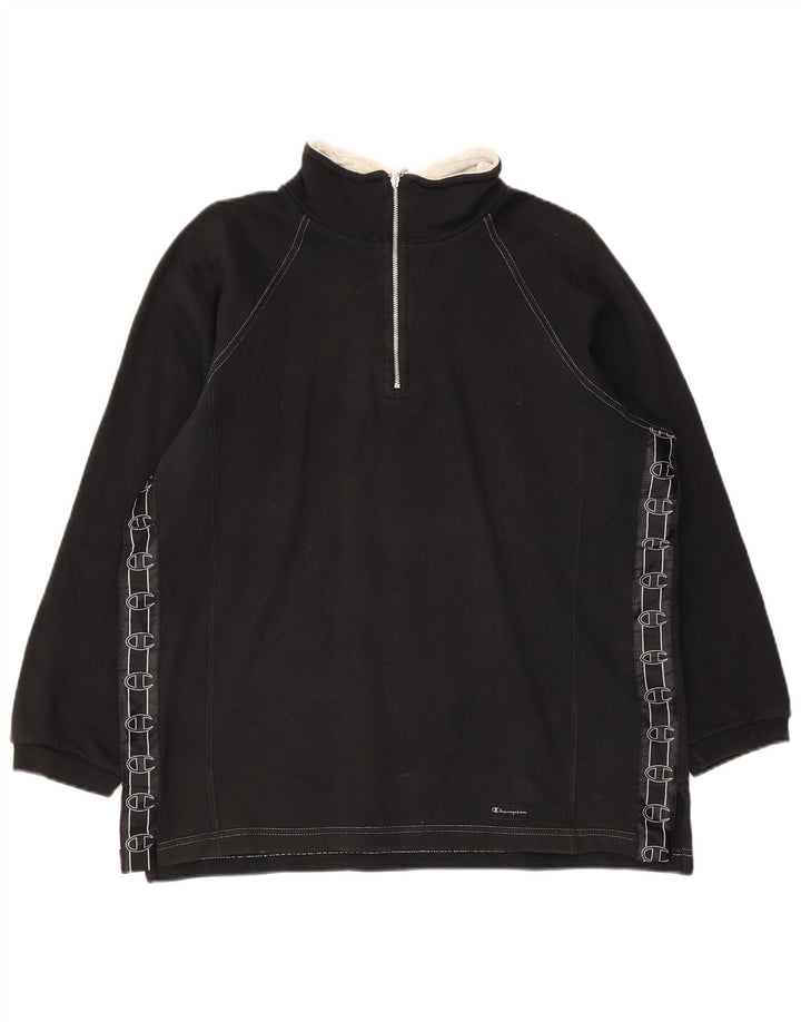 Мужской свитшот на молнии с рисунком Champion, джемпер среднего размера, черный хлопок, хлопок