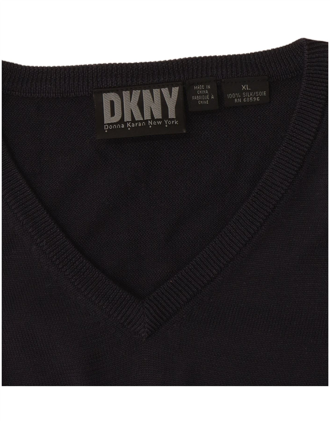 Мужской джемпер с v-образным вырезом Dkny XL, темно-синий, шелковый