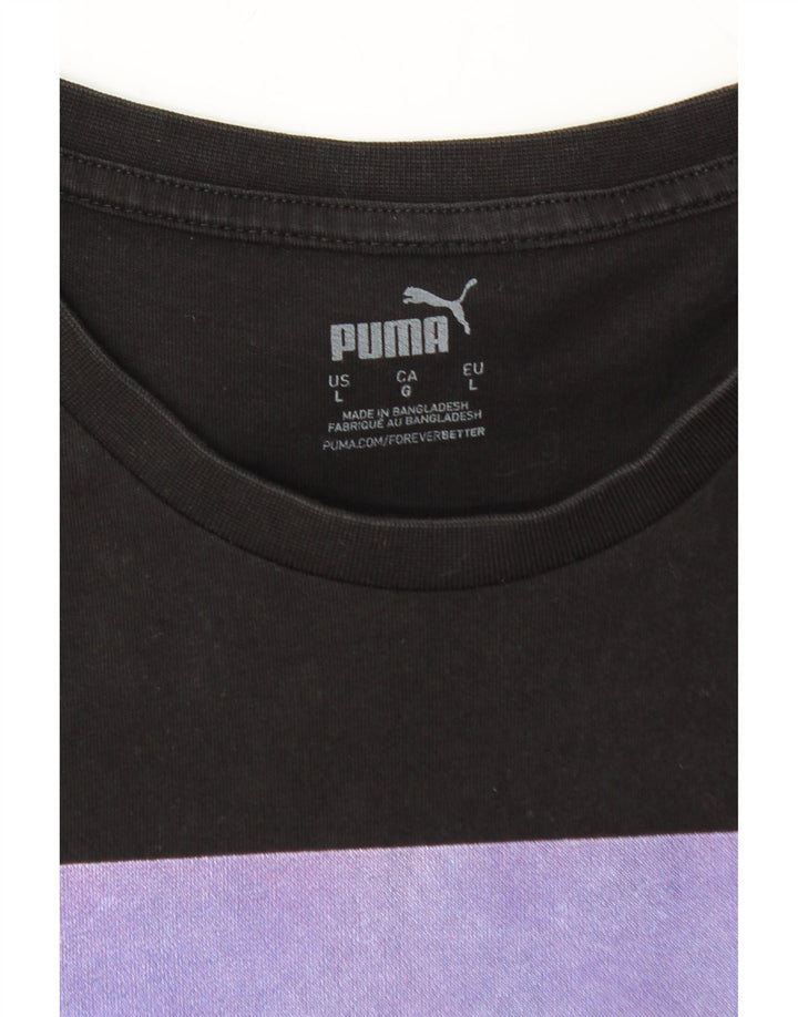 PUMA Mens Graphic T-Shirt Top Large Black Cotton