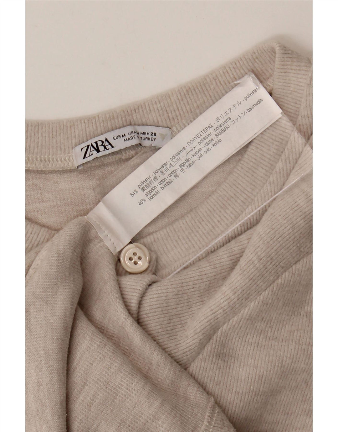 Женский укороченный кардиган Zara UK 12, средний бежевый полиэстер