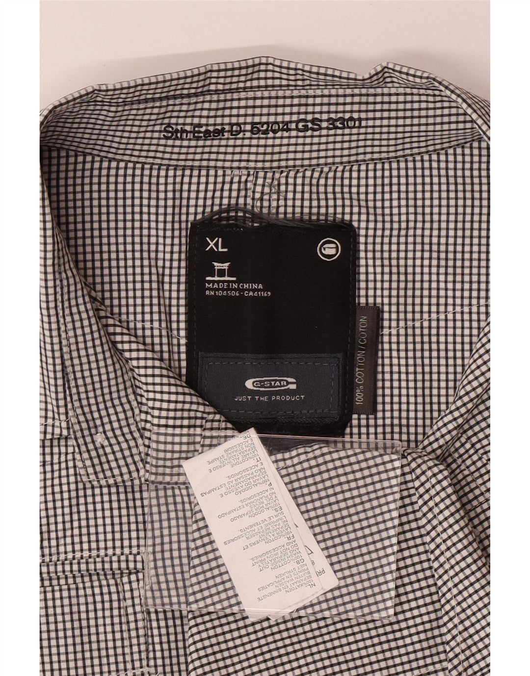 Мужская рубашка G-STAR XL, черная клетка, хлопок