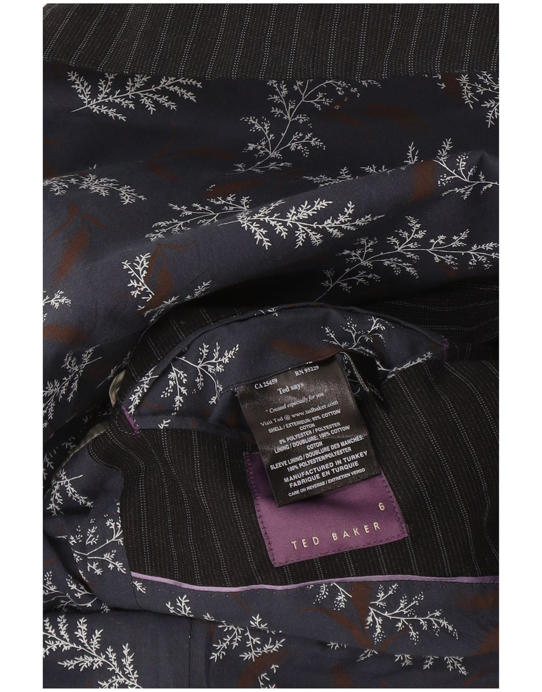 Мужской пиджак с 2 пуговицами Ted Baker, размер 6, 2XL, темно-синий, хлопковый в тонкую полоску
