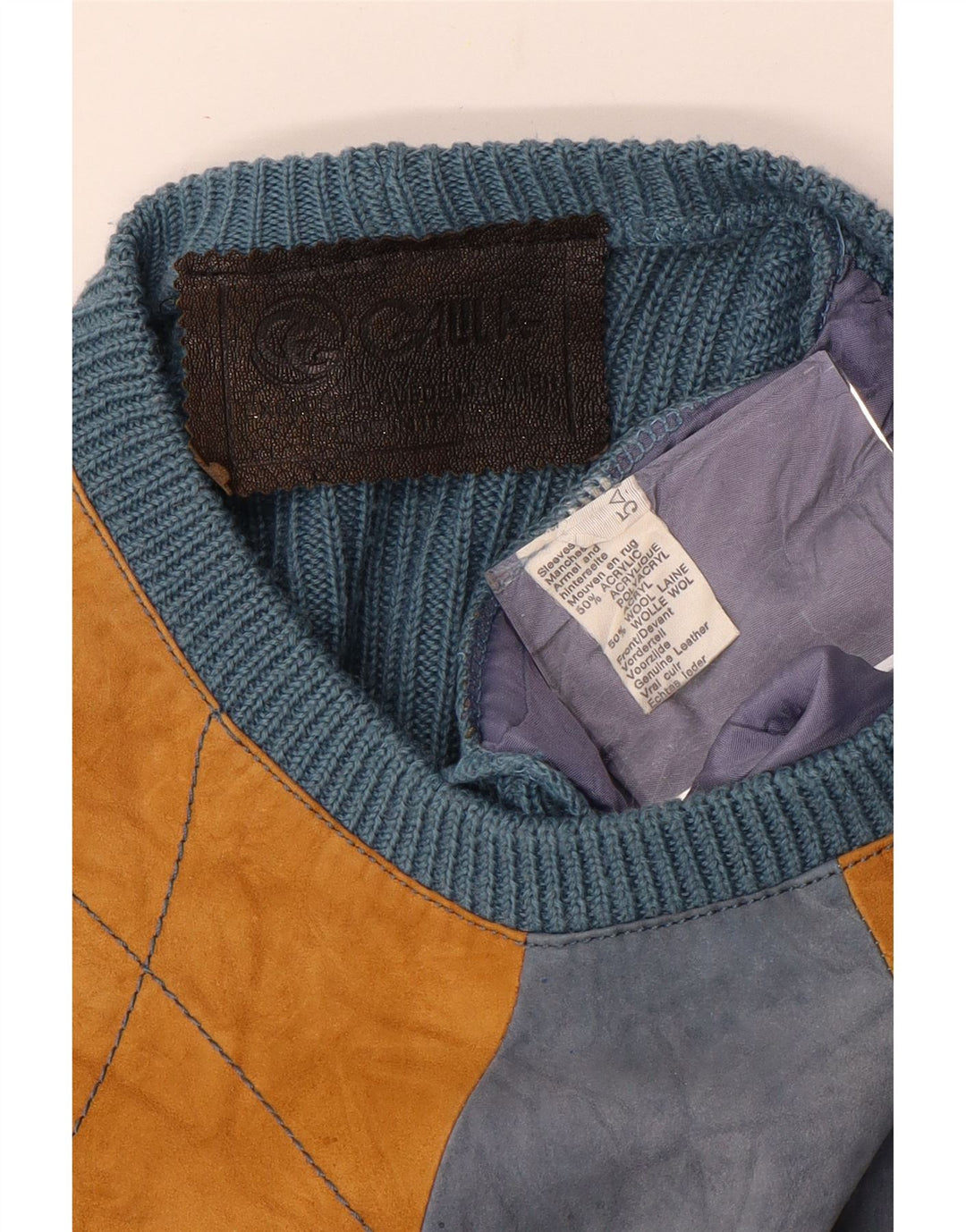 Винтажный мужской джемпер с круглым вырезом, средний синий аргайл/бриллиантовый акрил