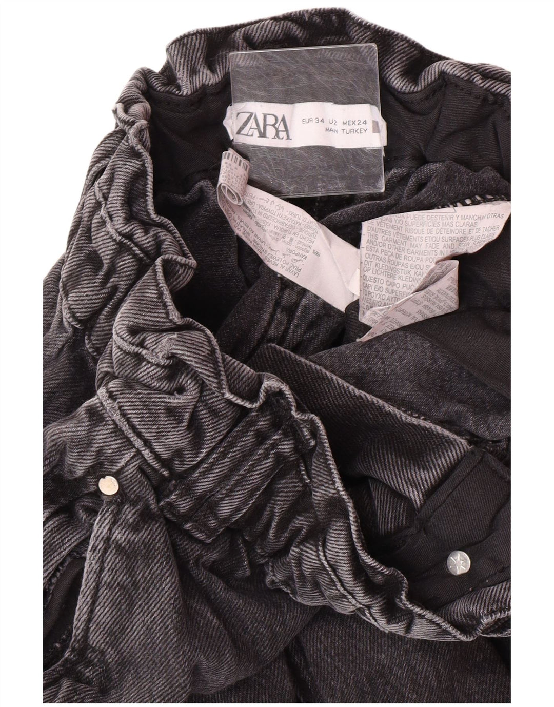 Женские зауженные джинсы Zara с высокой талией EU 34 2XS W24 L25 Серые хлопковые современные