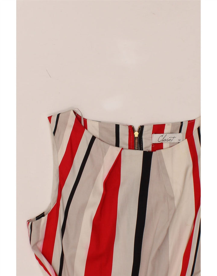 CLOSET Womens Sleeveless A-Line Dress UK 12 Medium Multicoloured Striped Vintage CLOSET and Second-Hand CLOSET from Messina Hembry 
