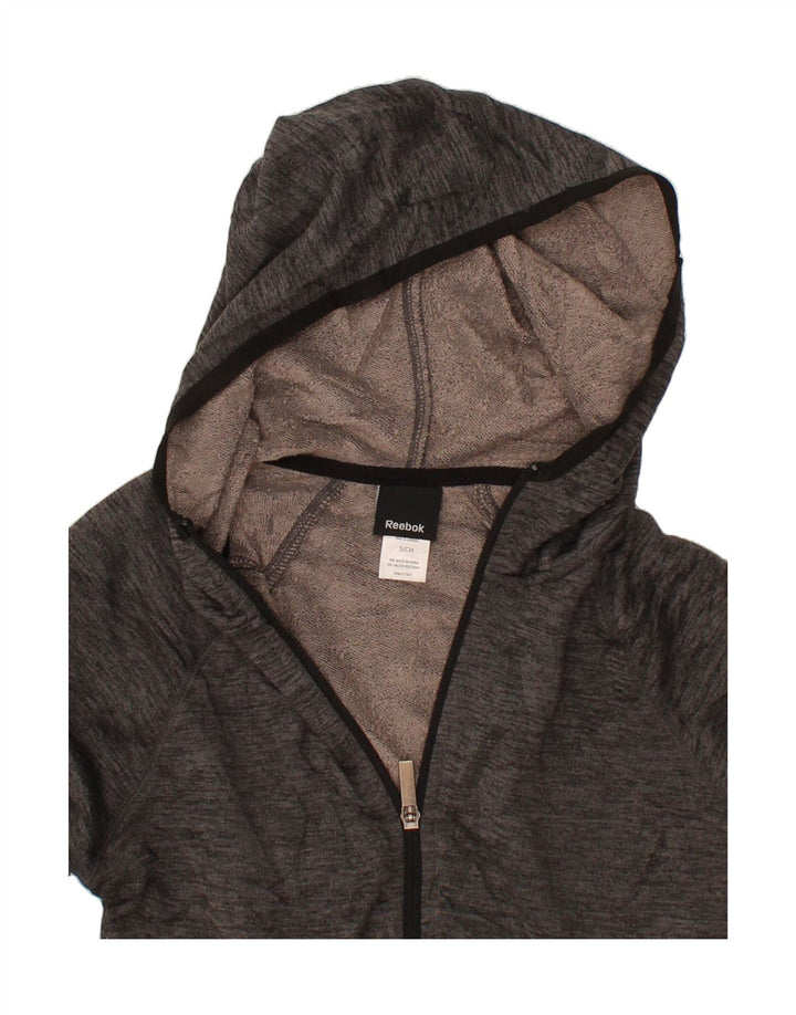 REEBOK Womens Zip Hoodie Sweater UK 10 Small Grey Polyester Vintage Reebok and Second-Hand Reebok from Messina Hembry 