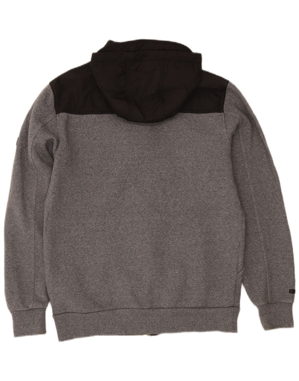 Billabong Мужской свитер с капюшоном на молнии, большой серый хлопок с цветными блоками