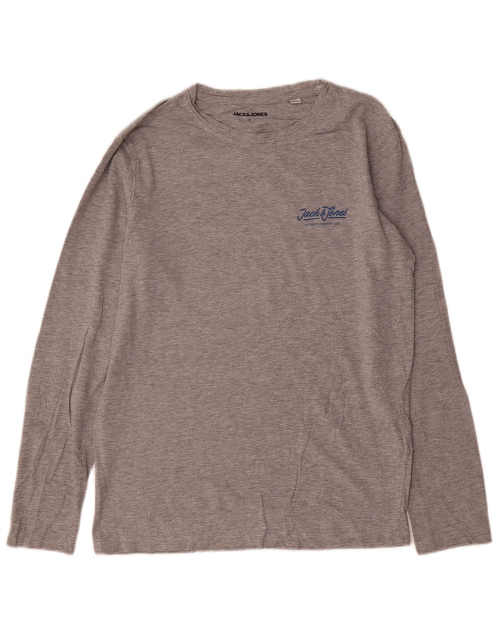 Мужской топ Jack & Jones из хлопка с длинными рукавами, маленький серый в крапинку