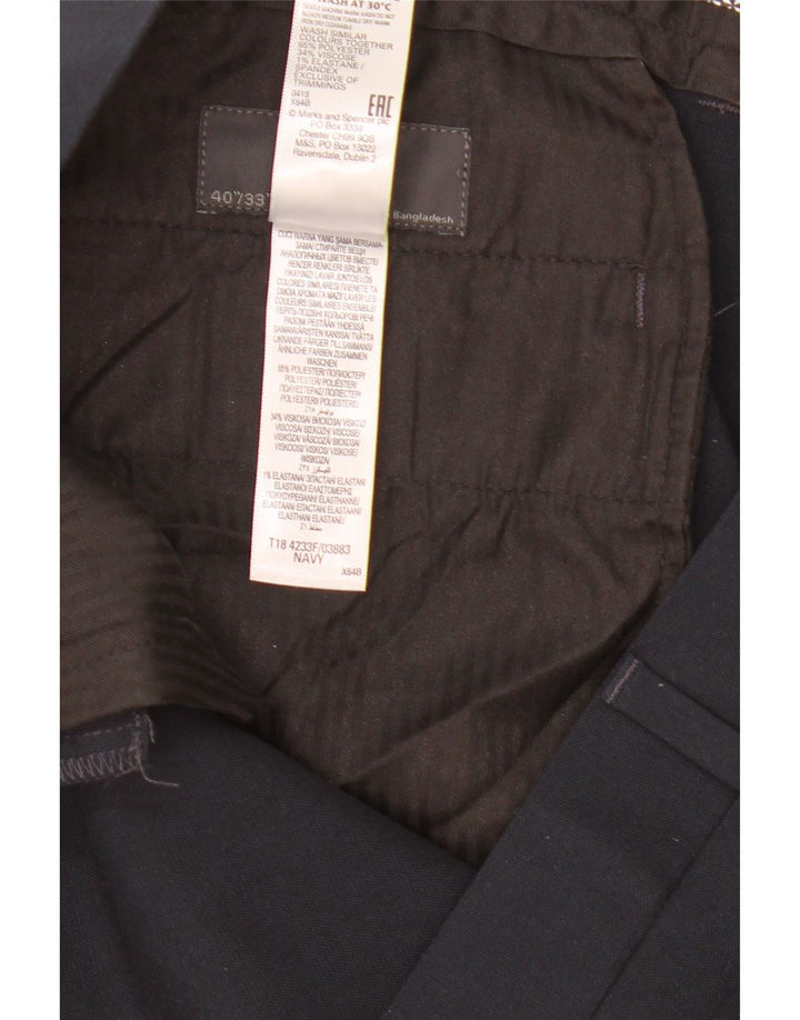 Мужские узкие брюки-чиносы Marks & Spencer W40 L33 темно-синие из полиэстера